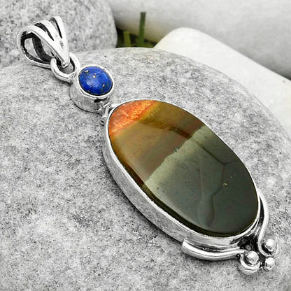 Natural Polygram Jasper & Lapis Pendant P-1045 SDP116984