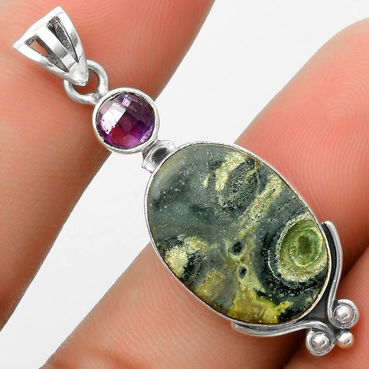 Natural Star Galaxy Jasper & Amethyst Pendant P-1045 SDP116990