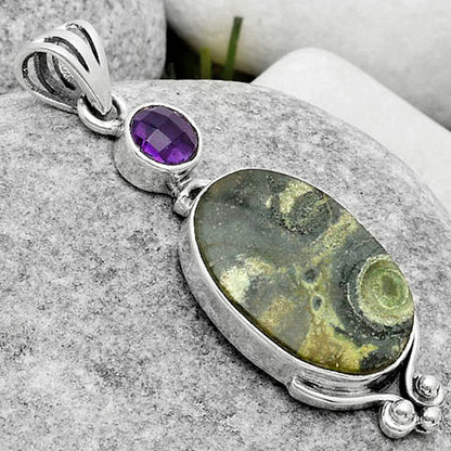 Natural Star Galaxy Jasper & Amethyst Pendant P-1045 SDP116990