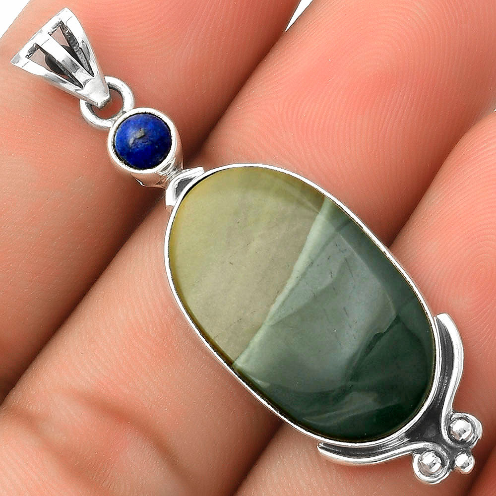 Natural Polygram Jasper & Lapis Pendant P-1045 SDP116996