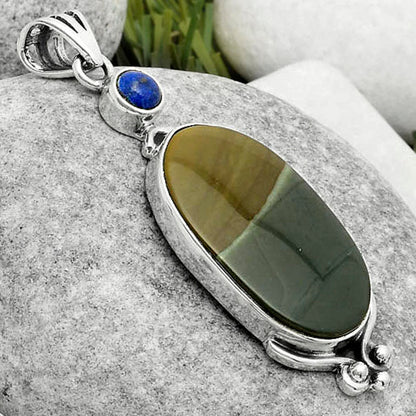 Natural Polygram Jasper & Lapis Pendant P-1045 SDP116996