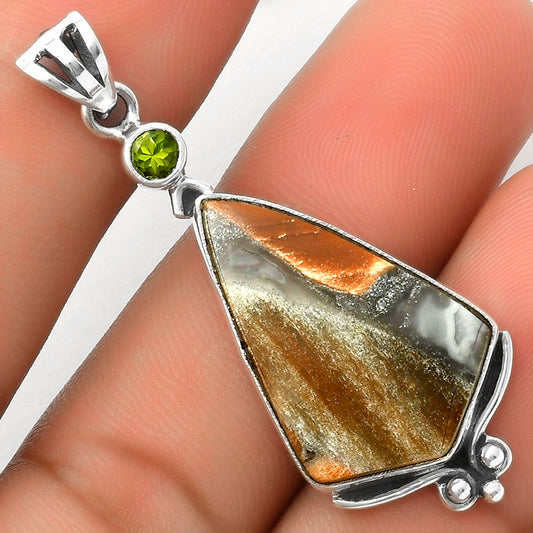 Natural Tabu Jasper & Peridot Pendant P-1045 SDP116997
