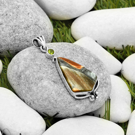 Natural Tabu Jasper & Peridot Pendant P-1045 SDP116997