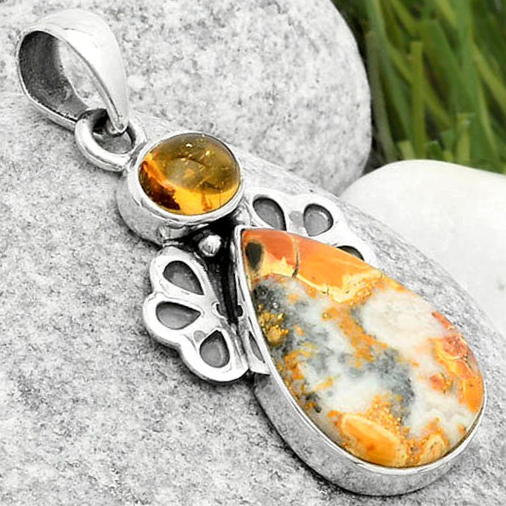 Maligano Jasper - Indonesia & Citrine Pendant P-1576 SDP117011