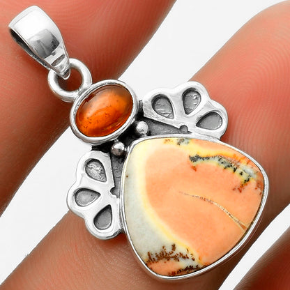 Maligano Jasper - Indonesia & Garnet Pendant P-1576 SDP117012