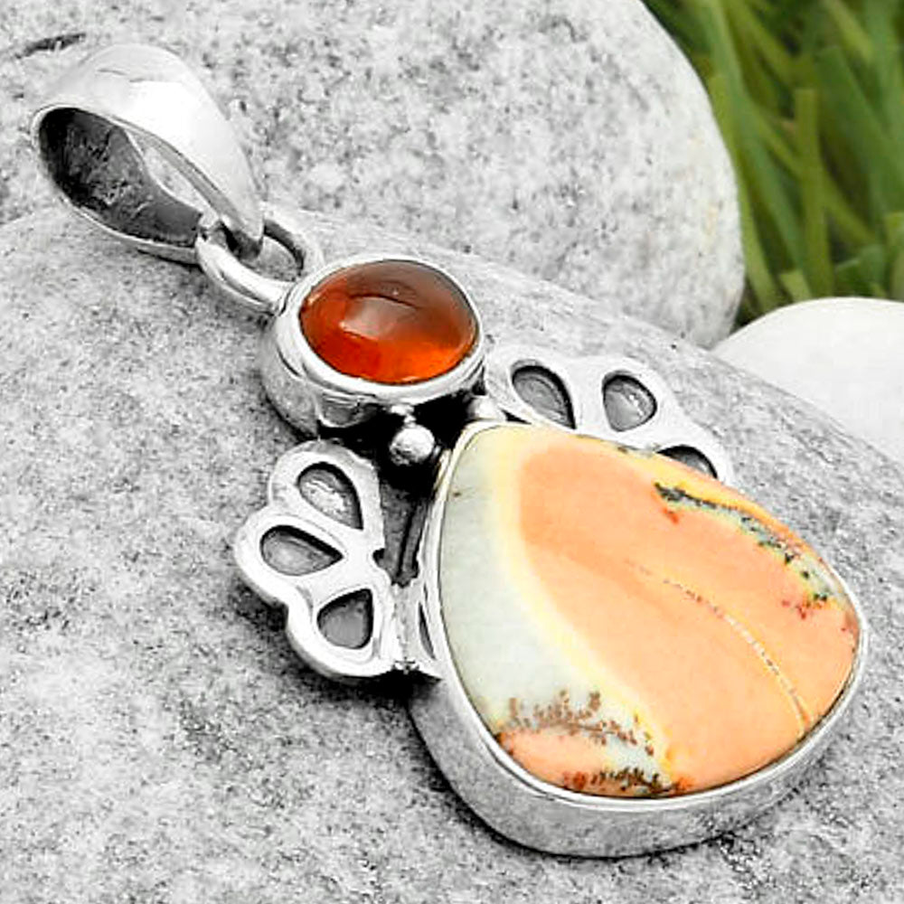 Maligano Jasper - Indonesia & Garnet Pendant P-1576 SDP117012