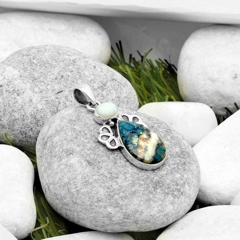 Indian Blanket Jasper & White Opal Pendant P-1576 SDP117013