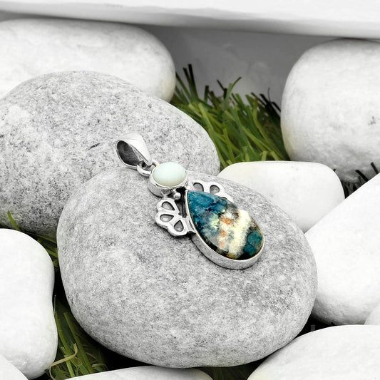 Indian Blanket Jasper & White Opal Pendant P-1576 SDP117013