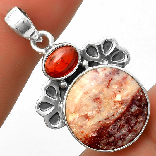 Natural Indian Blanket Jasper & Garnet Pendant P-1576 SDP117018