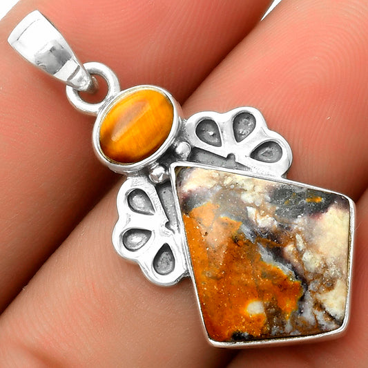Indian Blanket Jasper & Tiger Eye Pendant P-1576 SDP117020