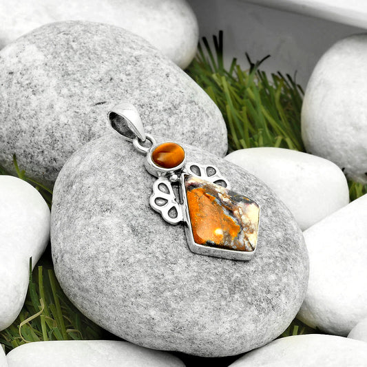 Indian Blanket Jasper & Tiger Eye Pendant P-1576 SDP117020