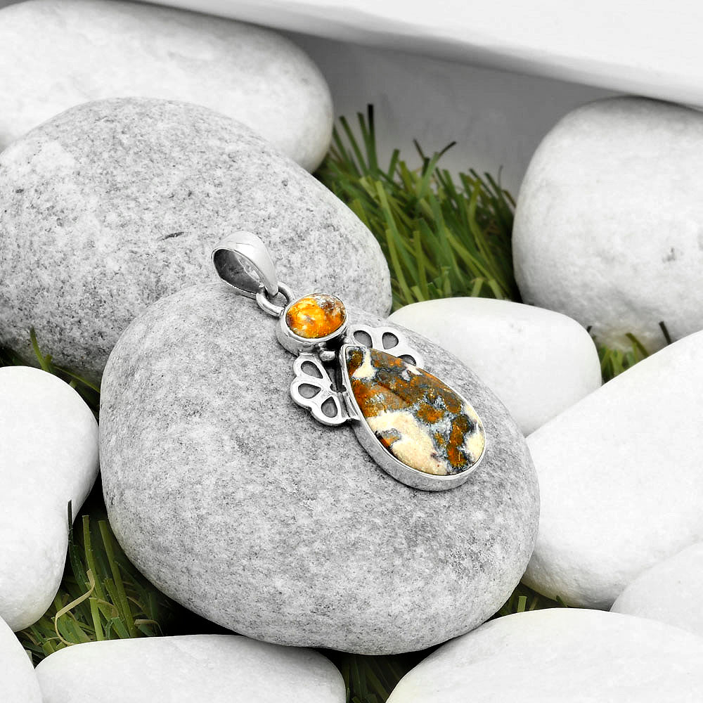 Natural Indian Blanket Jasper Pendant P-1576 SDP117022