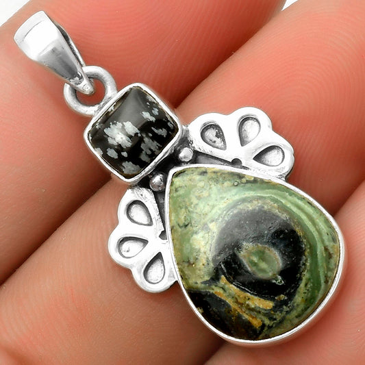 Star Galaxy Jasper & Snow Flake Obsidian Pendant P-1576 SDP117034