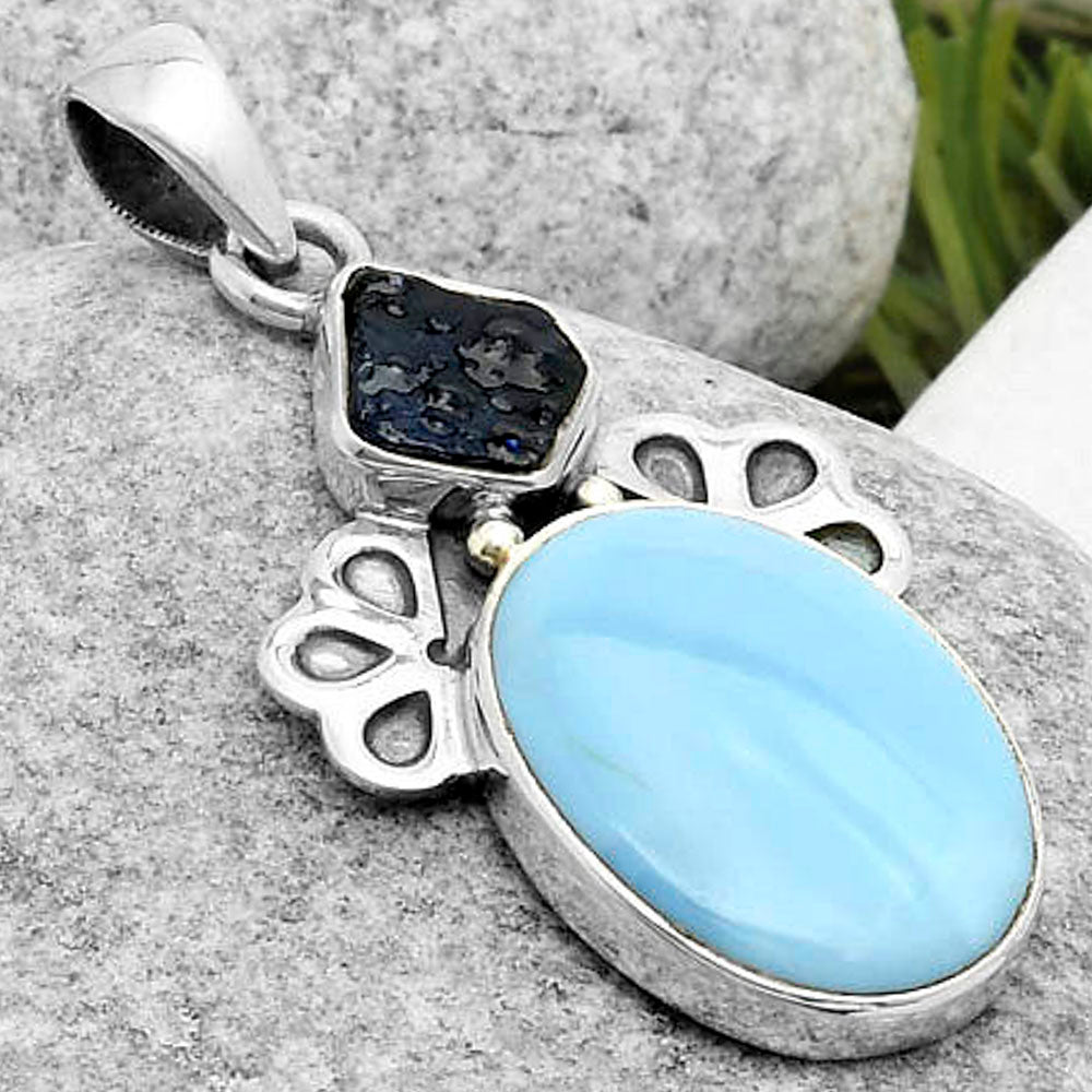 Owyhee Opal & Blue Sapphire Rough Pendant P-1576 SDP117039