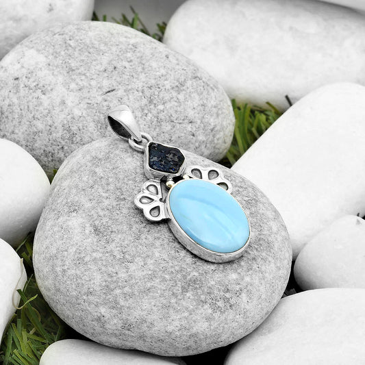 Owyhee Opal & Blue Sapphire Rough Pendant P-1576 SDP117039