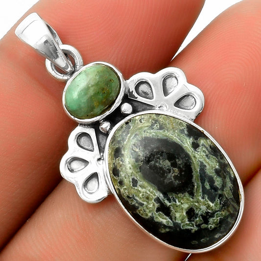 Natural Star Galaxy Jasper & Turquoise Pendant P-1576 SDP117041