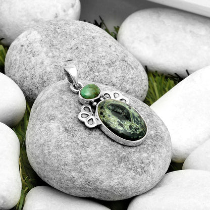 Natural Star Galaxy Jasper & Turquoise Pendant P-1576 SDP117041