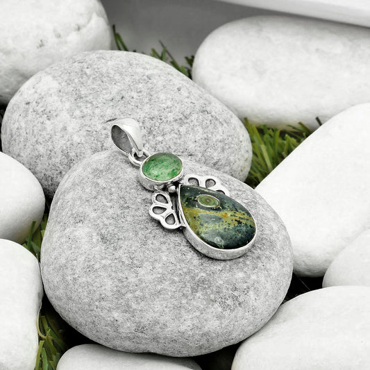 Star Galaxy Jasper & Green Aventurine Pendant P-1576 SDP117053