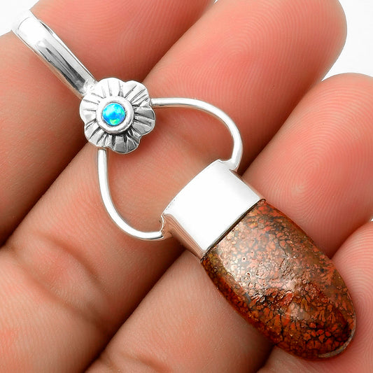 Natural Red Moss Agate & Fire Opal Pendant P-1583 SDP117111