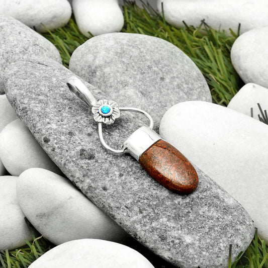 Natural Red Moss Agate & Fire Opal Pendant P-1583 SDP117111