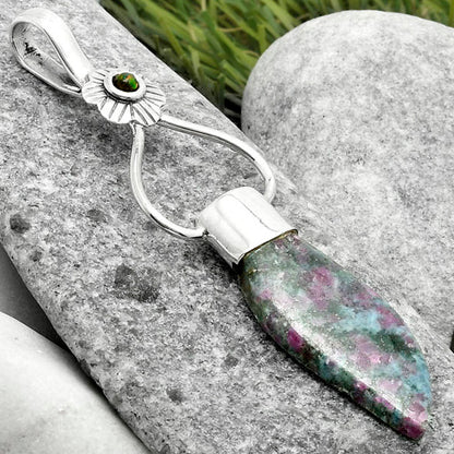 Ruby In Kyanite & Black Ethiopian Opal Pendant P-1583 SDP117113