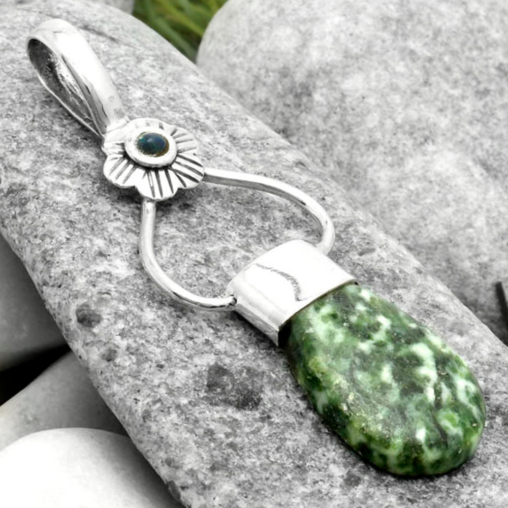 Natural Dioptase & Black Ethiopian Opal Pendant P-1583 SDP117122