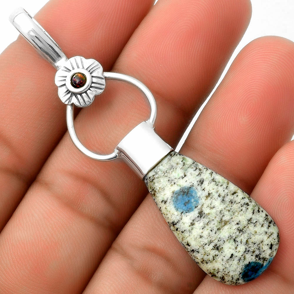 K2 Blue Azurite In Quartz & Black Ethiopian Opal Pendant P-1583 SDP117123