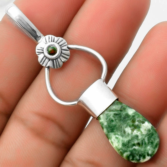 Natural Dioptase & Black Ethiopian Opal Pendant P-1583 SDP117129