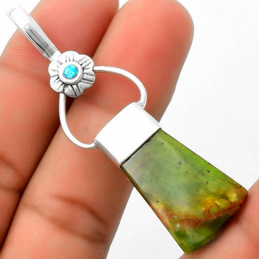 Natural Chrome Chalcedony & Fire Opal Pendant P-1583 SDP117135
