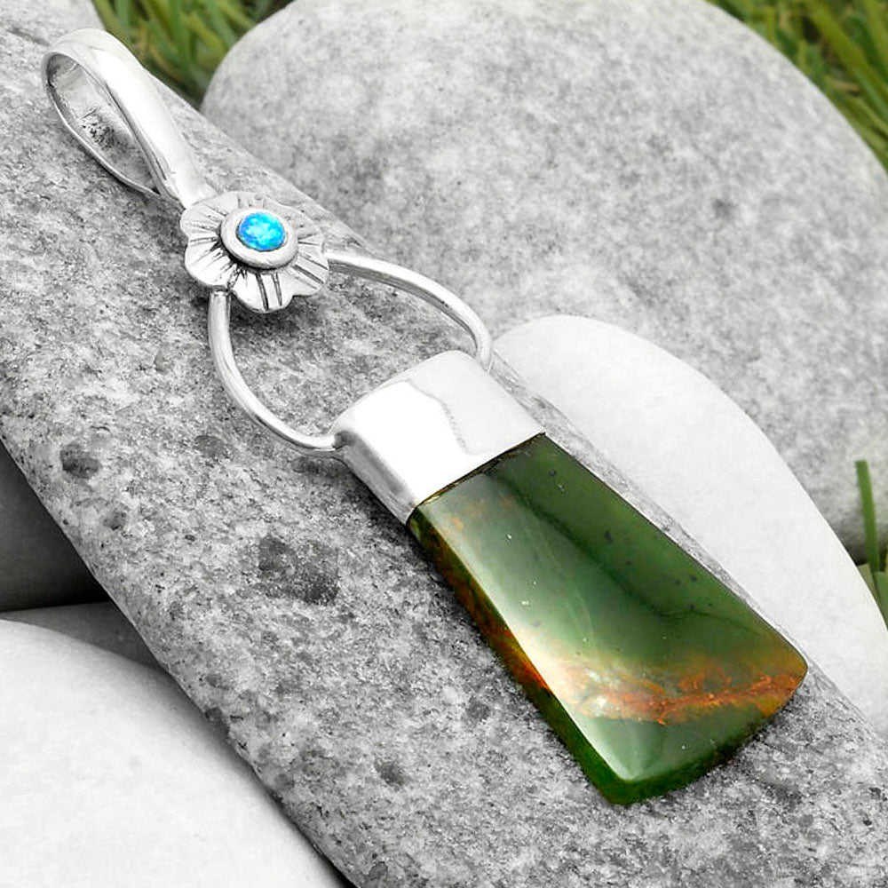 Natural Chrome Chalcedony & Fire Opal Pendant P-1583 SDP117135