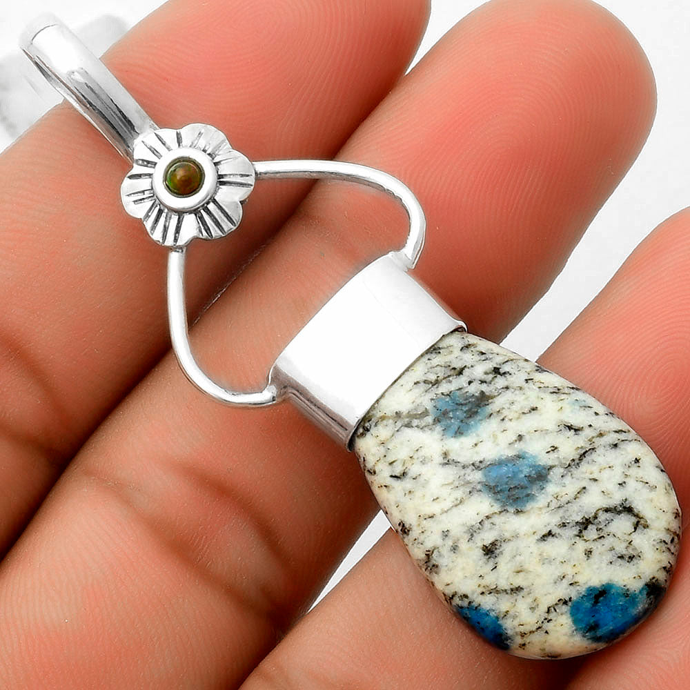 K2 Blue Azurite In Quartz & Black Ethiopian Opal Pendant P-1583 SDP117145