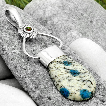 K2 Blue Azurite In Quartz & Black Ethiopian Opal Pendant P-1583 SDP117145