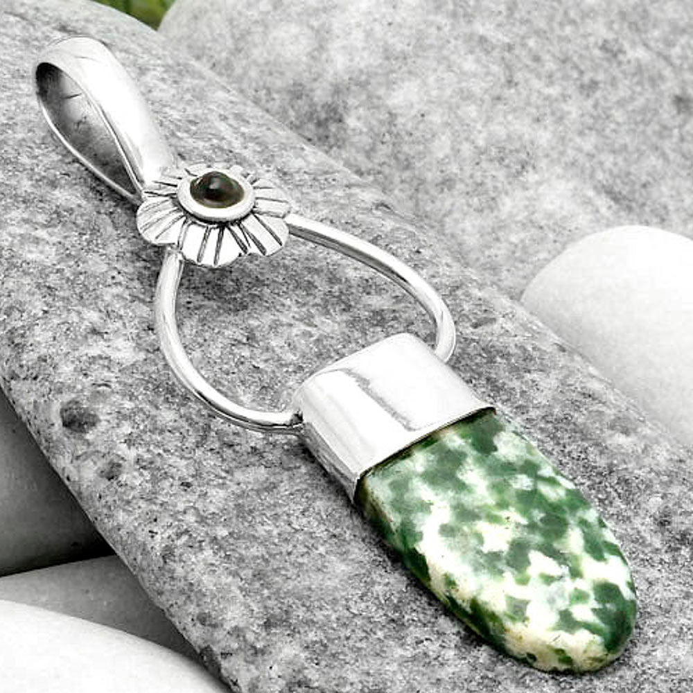 Natural Dioptase & Black Ethiopian Opal Pendant P-1583 SDP117146