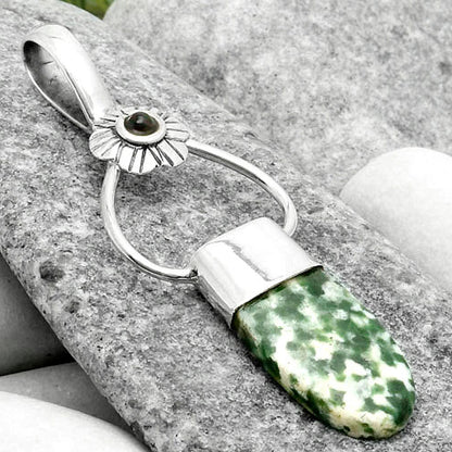 Natural Dioptase & Black Ethiopian Opal Pendant P-1583 SDP117146