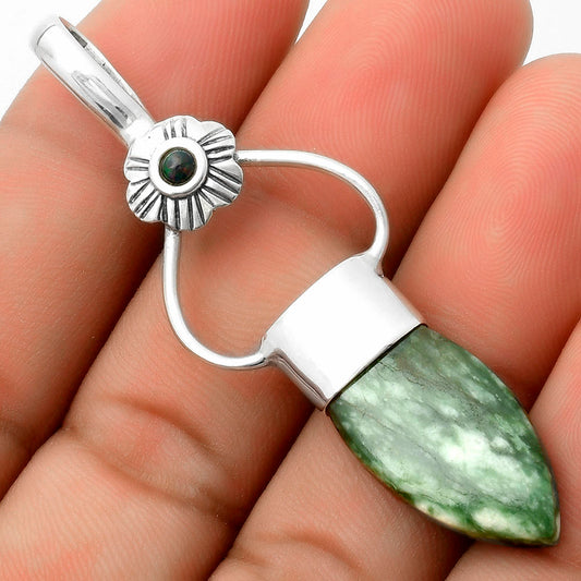 Natural Dioptase & Black Ethiopian Opal Pendant P-1583 SDP117150