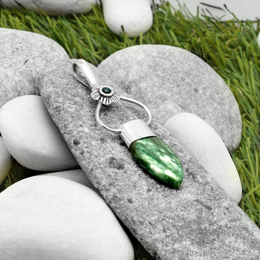 Natural Dioptase & Black Ethiopian Opal Pendant P-1583 SDP117150