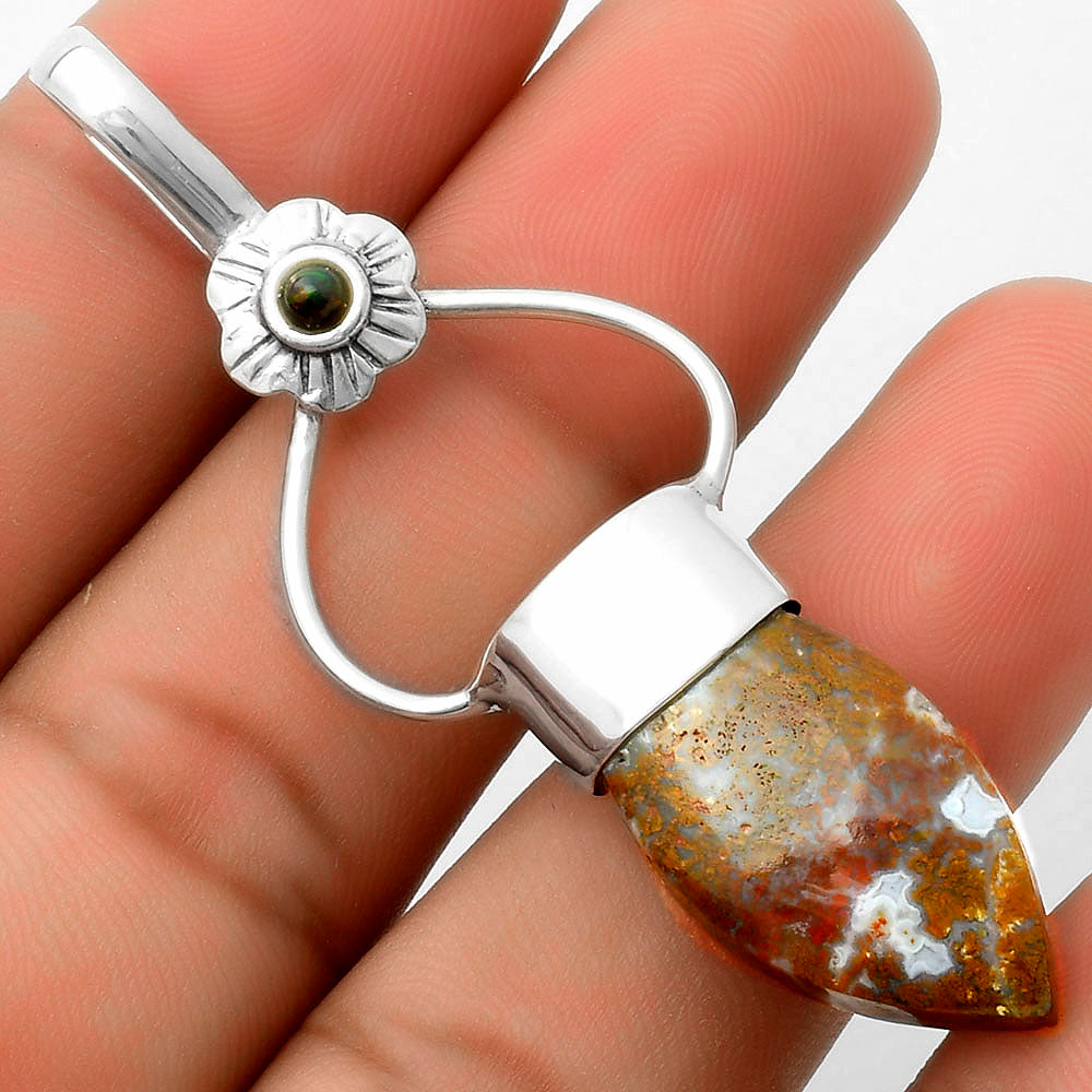 Red Moss Agate & Black Ethiopian Opal Pendant P-1583 SDP117151
