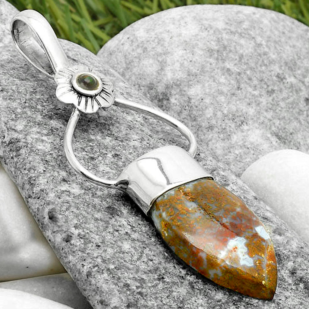 Red Moss Agate & Black Ethiopian Opal Pendant P-1583 SDP117151