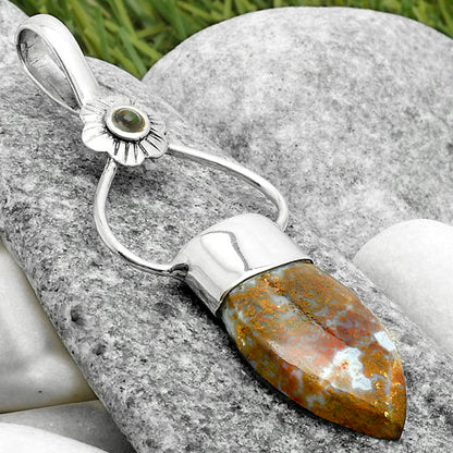 Red Moss Agate & Black Ethiopian Opal Pendant P-1583 SDP117151