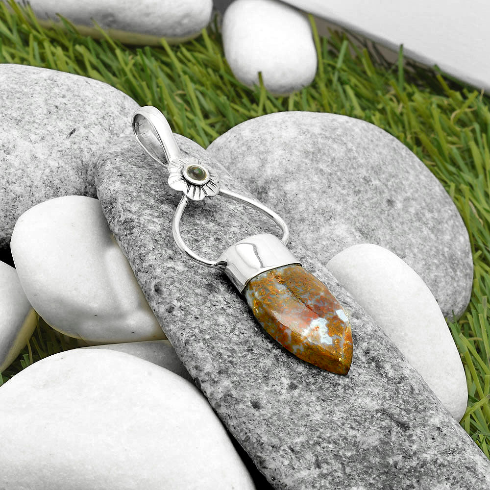 Red Moss Agate & Black Ethiopian Opal Pendant P-1583 SDP117151