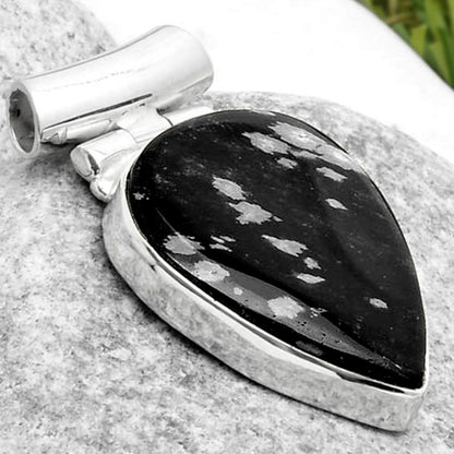 Natural Snow Flake Obsidian Pendant P-1621 SDP117163