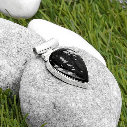 Natural Snow Flake Obsidian Pendant P-1621 SDP117163