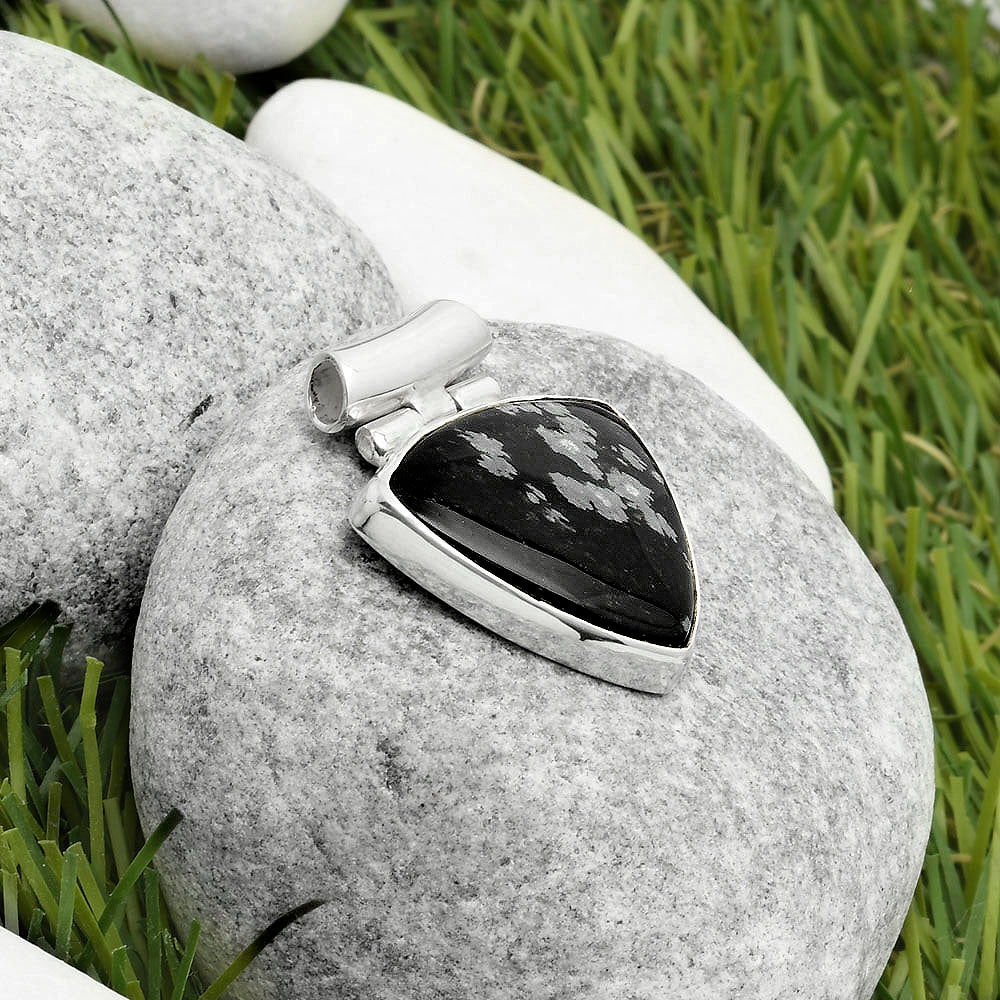 Natural Snow Flake Obsidian Pendant P-1621 SDP117164