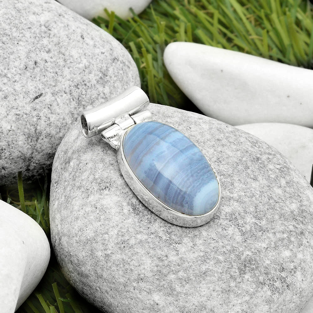 Natural Blue Lace Agate South Africa Pendant P-1621 SDP117170