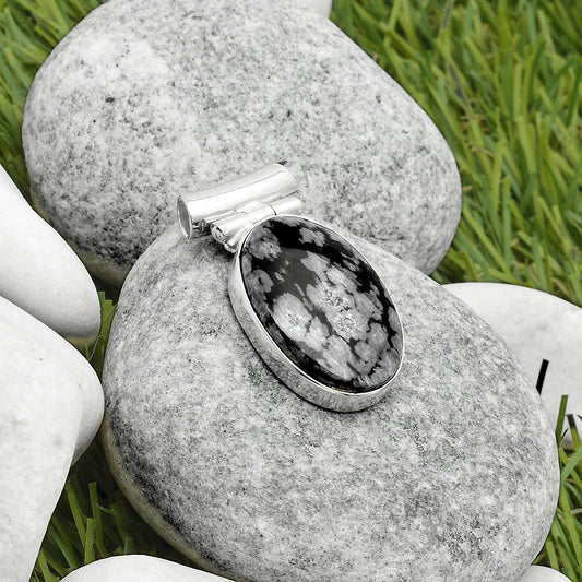 Natural Snow Flake Obsidian Pendant P-1621 SDP117183