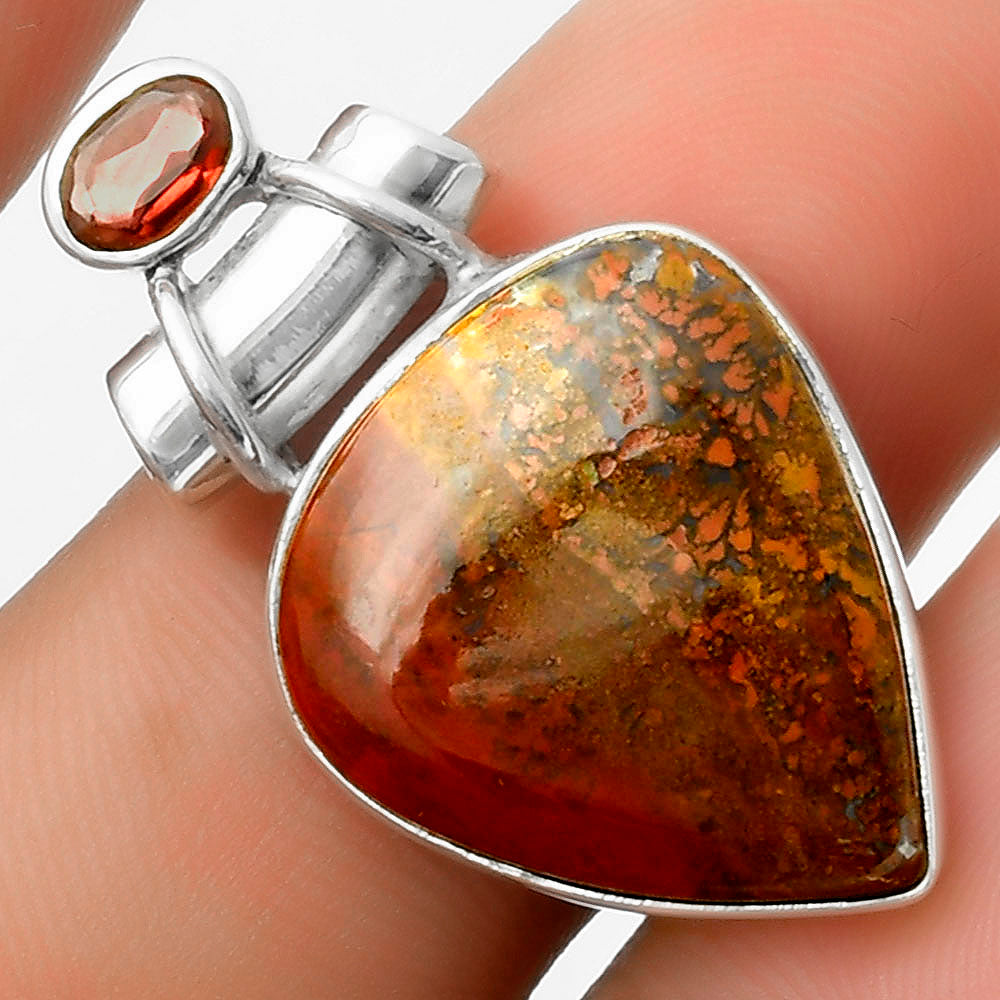 Natural Red Moss Agate & Garnet Pendant P-1159 SDP117207