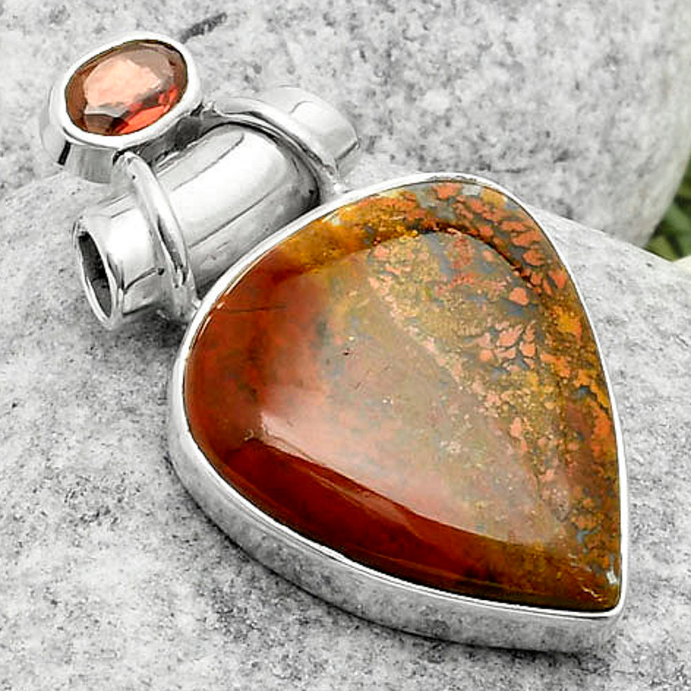 Natural Red Moss Agate & Garnet Pendant P-1159 SDP117207