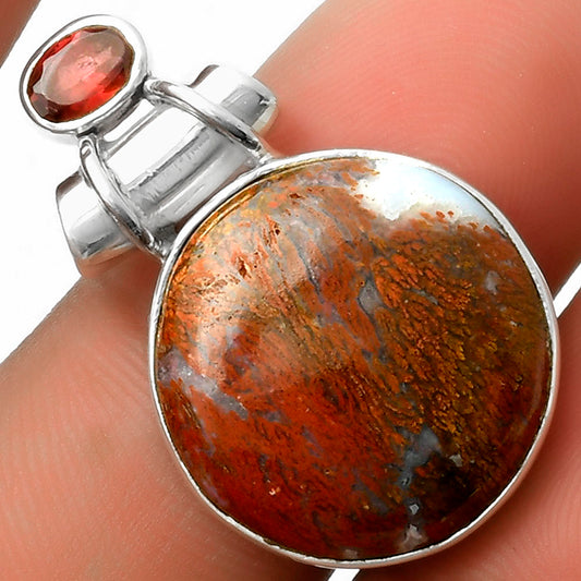Natural Red Moss Agate & Garnet Pendant P-1159 SDP117211