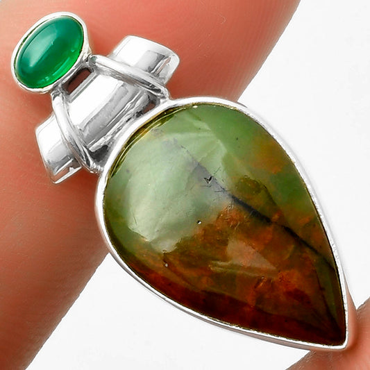 Natural Chrome Chalcedony & Green Onyx Pendant P-1159 SDP117213