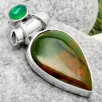 Natural Chrome Chalcedony & Green Onyx Pendant P-1159 SDP117213